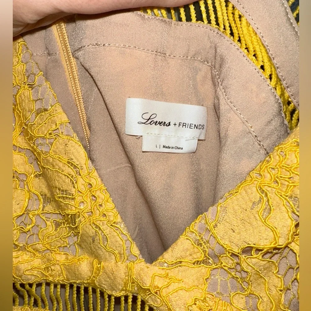 Lovers + Friends Yellow Lace Maxi Sabrina Dress - Picture 9 of 10